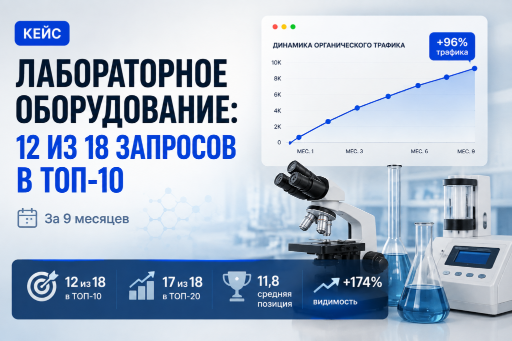 Лабораторное оборудование: 12 из 18 запросов в ТОП-10
