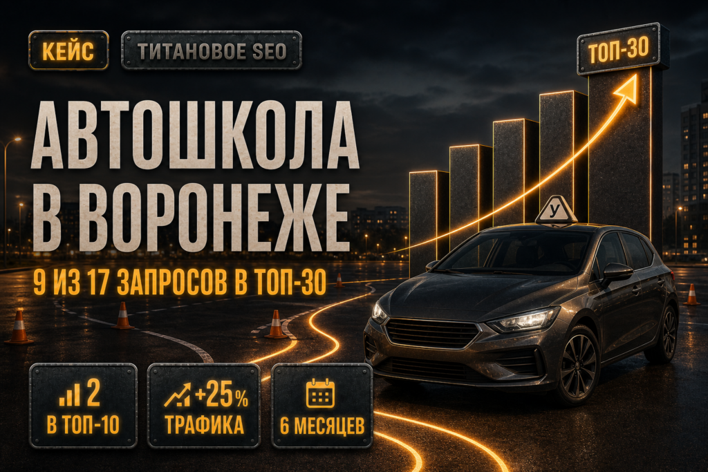 Автошкола в Воронеже: 9 запросов в ТОП‑30