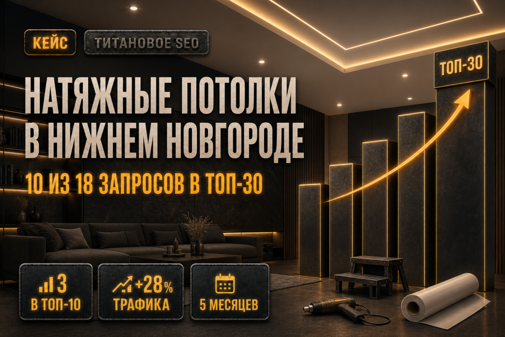Натяжные потолки в Нижнем Новгороде: 10 запросов в ТОП‑30